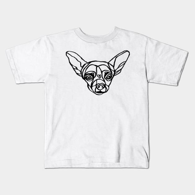 Line Art Aesthetic Dog Chihuahua Kids T-Shirt by badlydrawnbabe